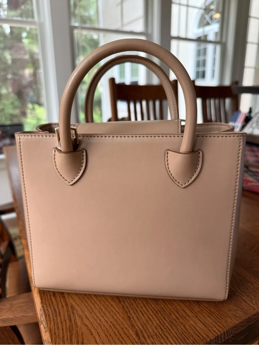 Blush Leather Top-Handle Bag